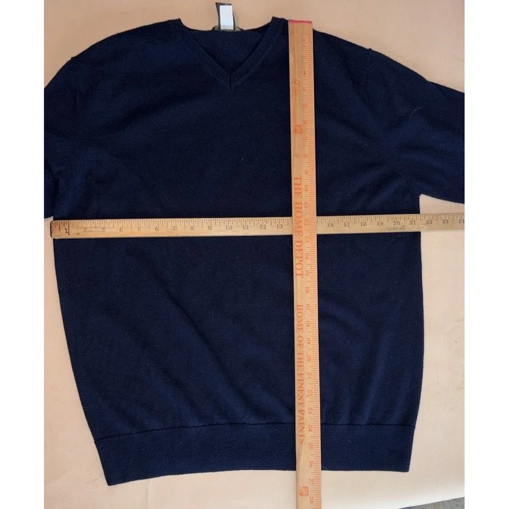 Banana Republic Men Fine Italian Merino Wool Raglan V Neck Sweater Navy Blue XL